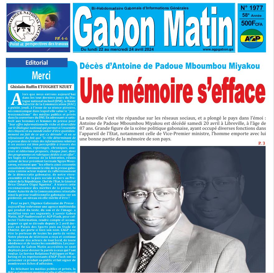 Décès d'Antoine de Padoue Mboumbou Miyakou une mémoire s'efface 