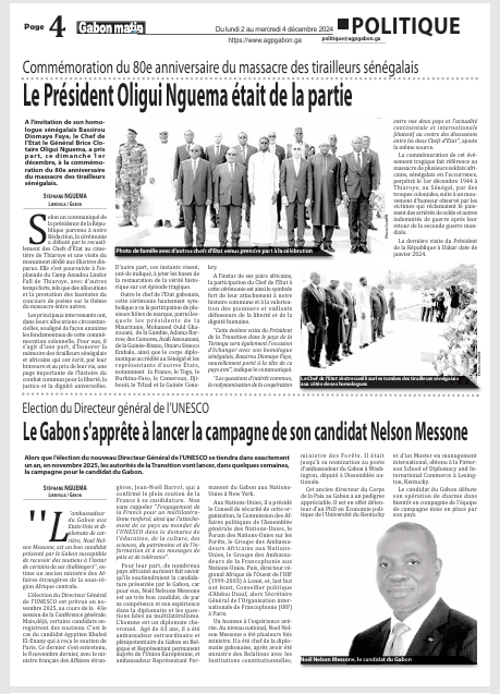 Commémoration du 80e anniversaire du massacre des tirailleurs sénégalais : Le Présidnt Oligui Nguema était de la partie 